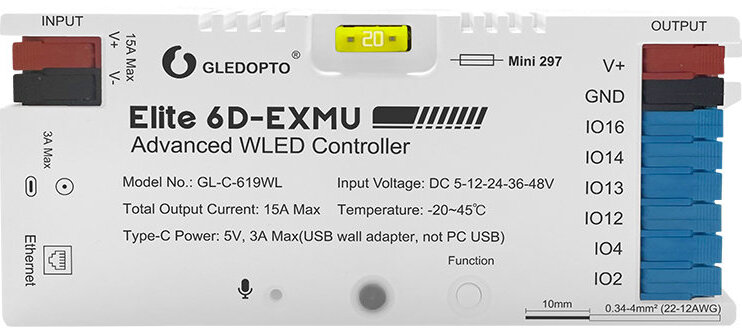 GLEDOPTO GL-C-619WL Elite – 6kanálový WiFi WLED ovladač LED pásků