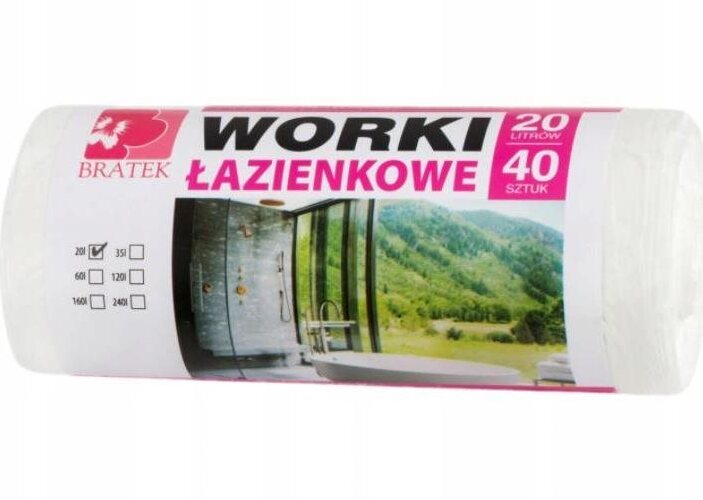BRATEK vrecia na odpad 20 l, 40 ks