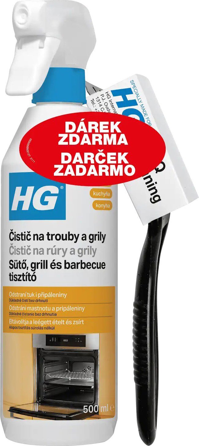 HG čistič na rúry a grily + kefa 500 ml