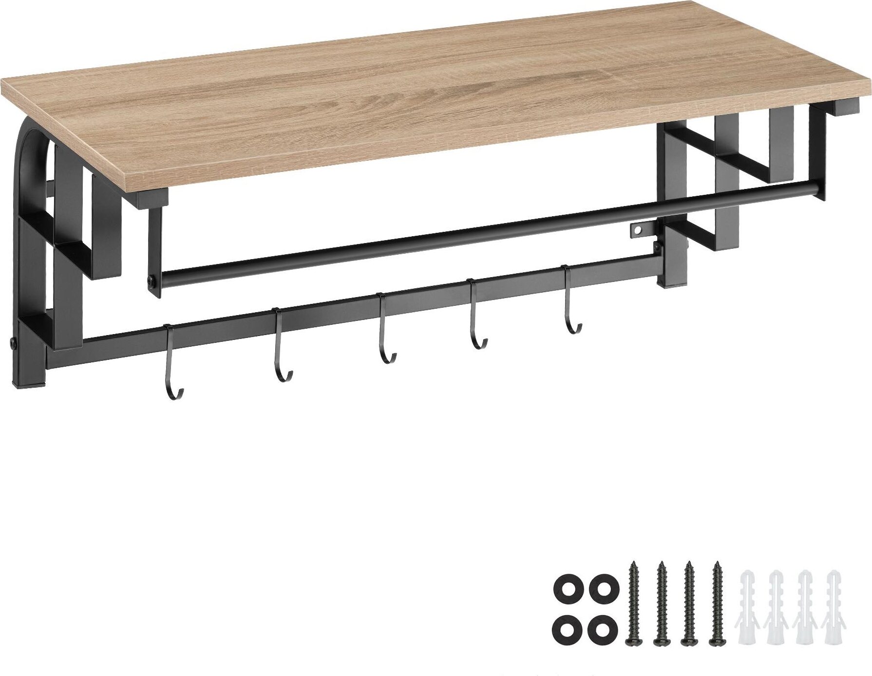 Tectake Závesný vešiak Westwood 66 × 30 × 27 cm, Industrial svetlé drevo, dub Sonoma