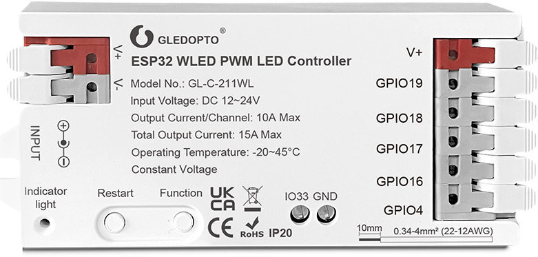 GLEDOPTO GL-C-116WL WiFi ESP32 WLED řadič adresovatelných LED pásků