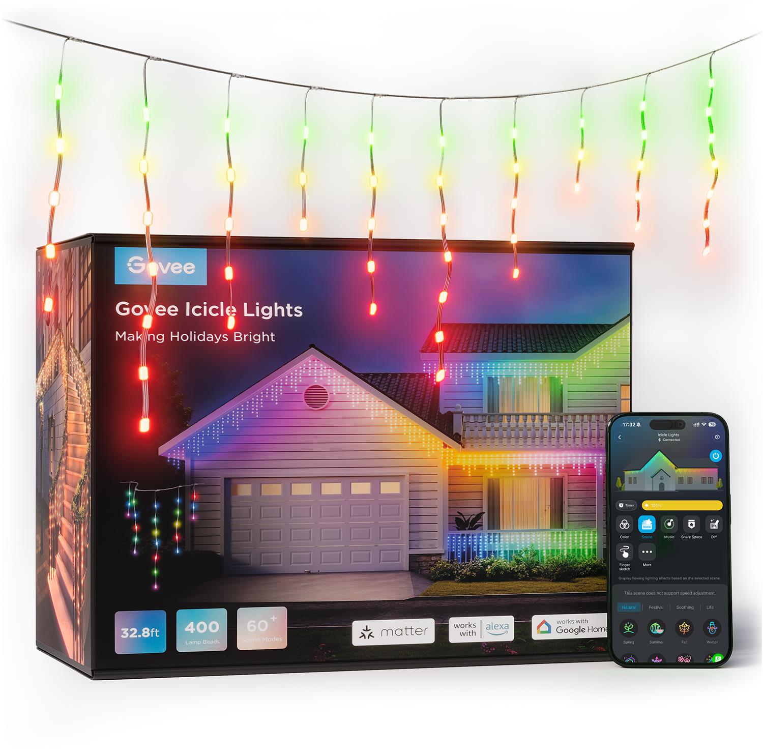 Govee Smart LED cencúle RGB Matter, 10 m