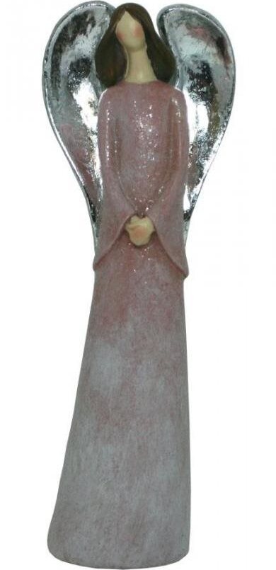 Goba Anjel keramický so striebornými krídlami 26 cm