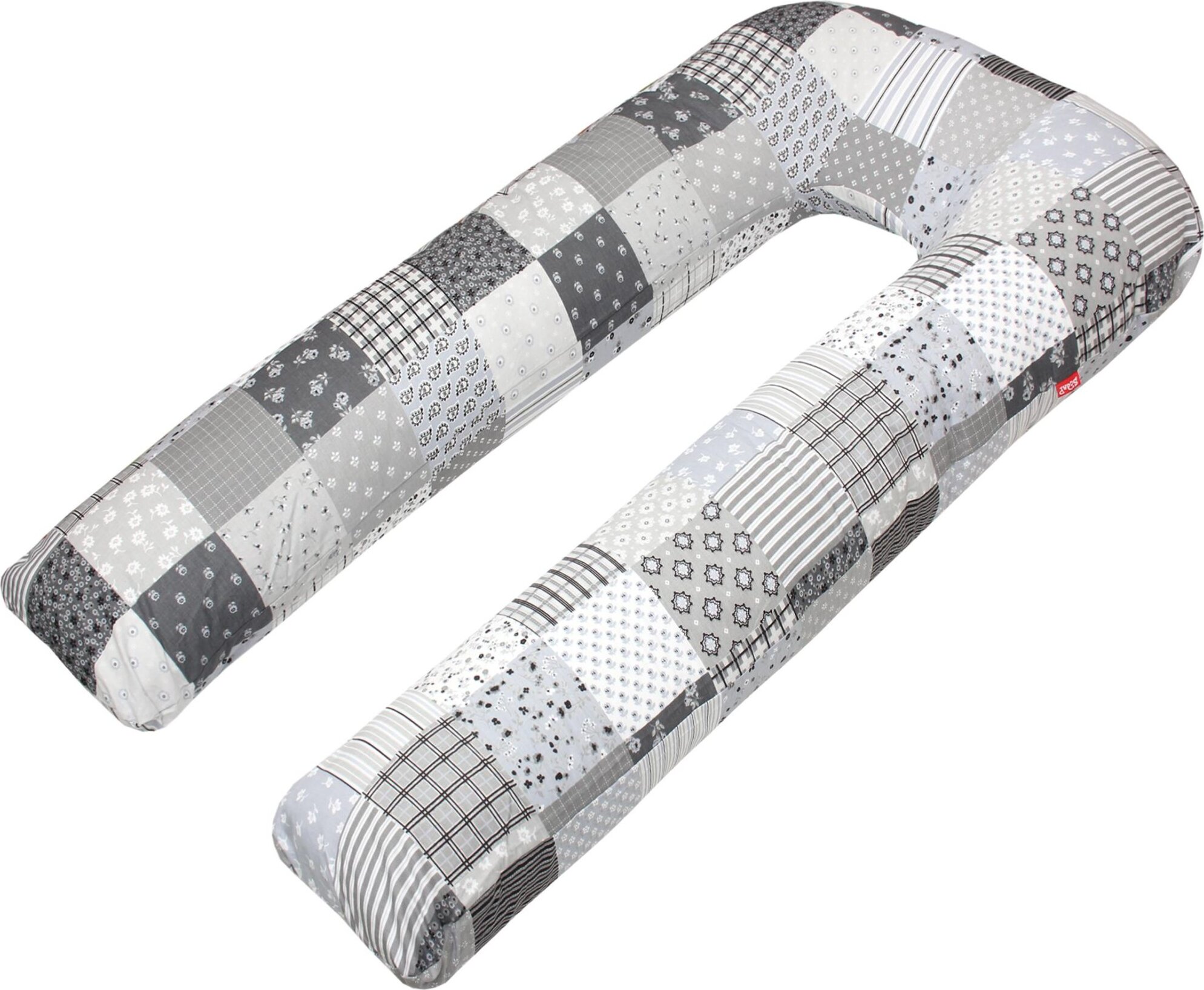 SCAMP Tehotenský vankúš/tvar U 75 × 135 cm Patchwork sivá