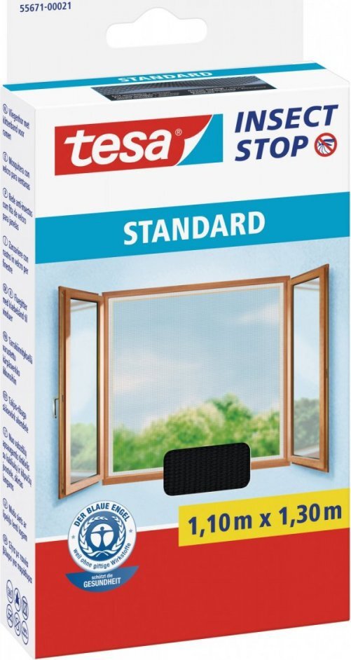 TESA Sieť proti hmyzu STANDARD, na okno, antracitová, 1,1 m × 1,3 m