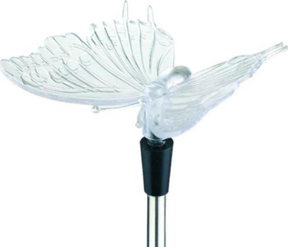 Entac Záhradná solárna lampa LED motýľ 77 cm