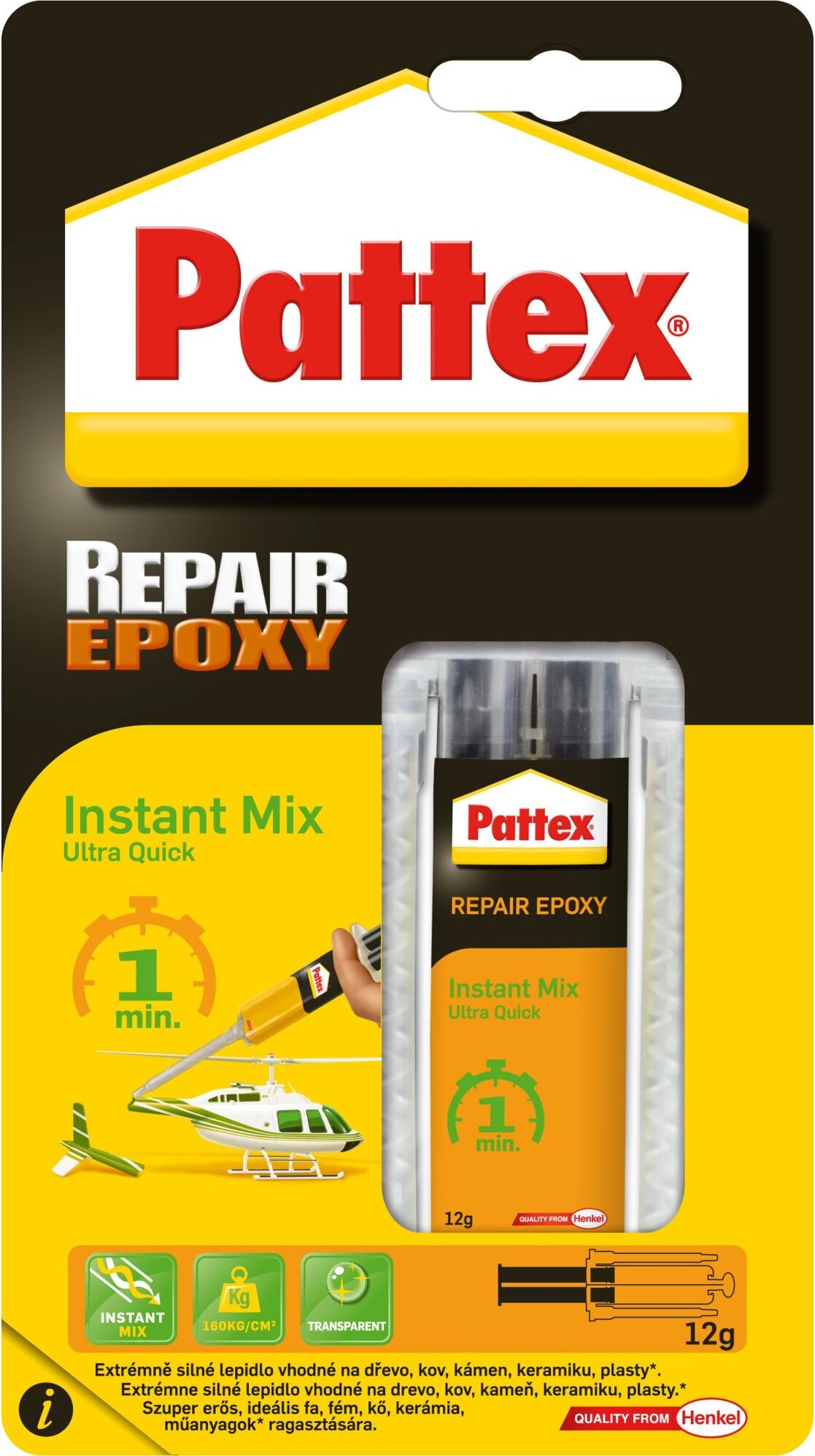 PATTEX Repair Epoxy Ultra Quick, epoxidové lepidlo, 1 min. 12 g