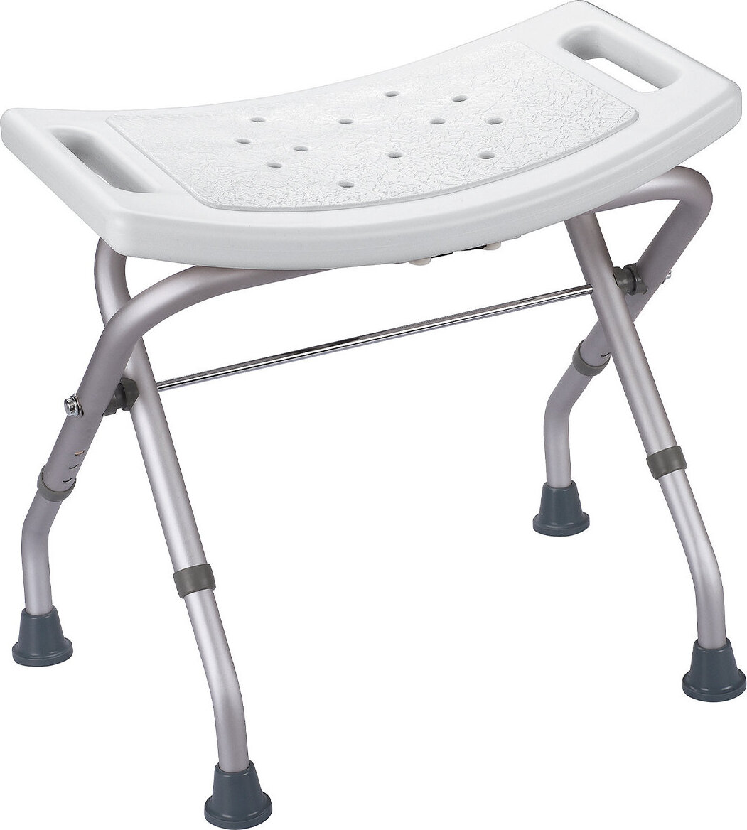 MSV Sedadlo do sprchy nastaviteľné SAFE, skladacie, biele, hliník, 43,5 × 47 cm, do 100 kg