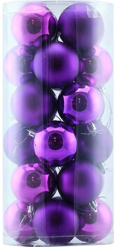 DECOLED Plastová guľa, priem. 6 cm, fialové, 12× lesklá, 12× matná