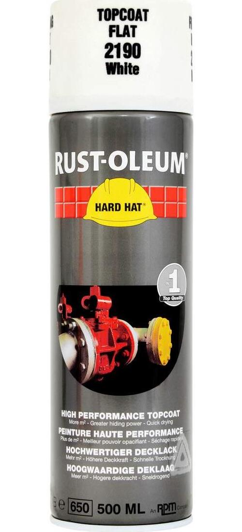Rust-Oleum Biela matná farba v spreji HARD HAT Topcoat 500 ml