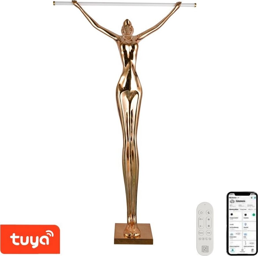 IMMAX SILUETTE Linea 180 cm – socha stojaca SMART LED 16 W, lampa, sklolaminát, rose gold