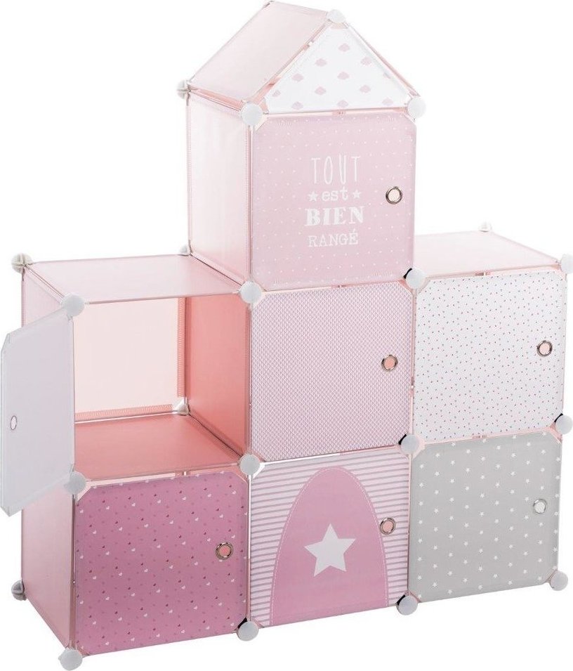 Atmosphera for kids Detská skriňa s priehradkami, 94,5 × 32 × 109 cm, ružová