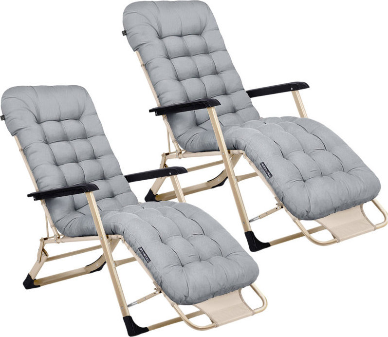 Sofotel 286402 Záhradné skladacie ležadlo s vankúšikom ChillWell, súprava 2 ks, svetlo sivé