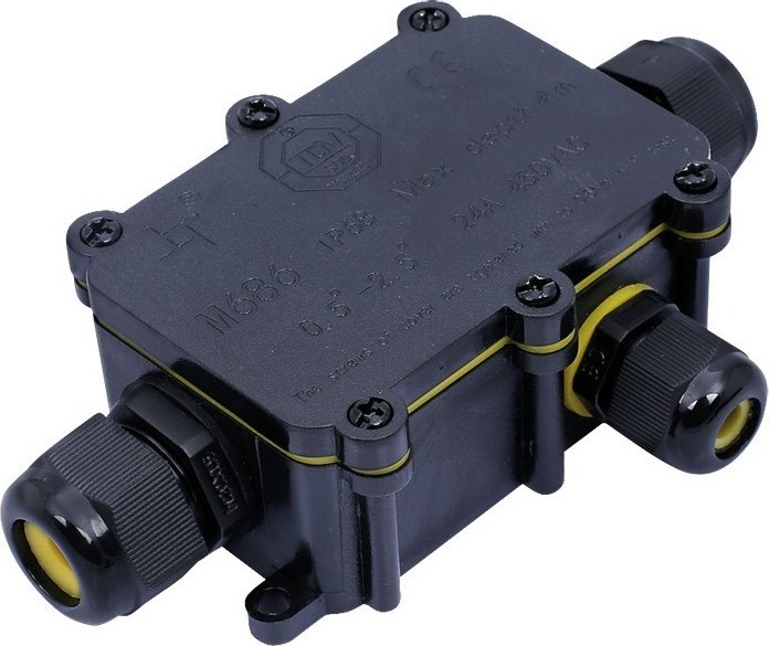 Solight Vodoodolná prepojovacia krabička IP68, 1× vstup, 2× výstup, 5 – 9/9 – 12 mm, max. 2,5 mm2