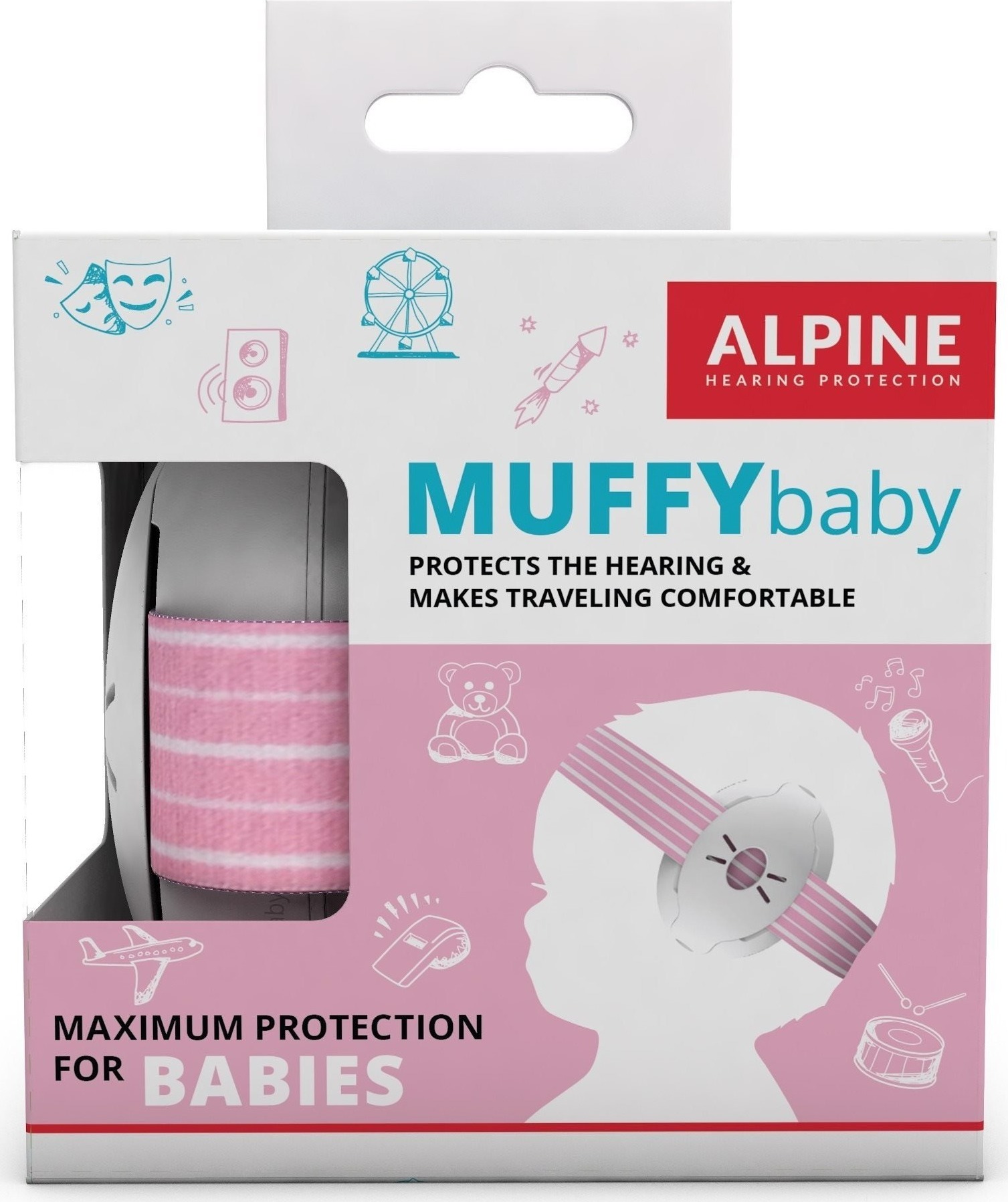 ALPINE Muffy Baby Detské izolačné slúchadlá – ružové