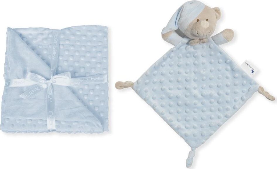 INTERBABY deka mäkká guľôčky a prítulka, modrá