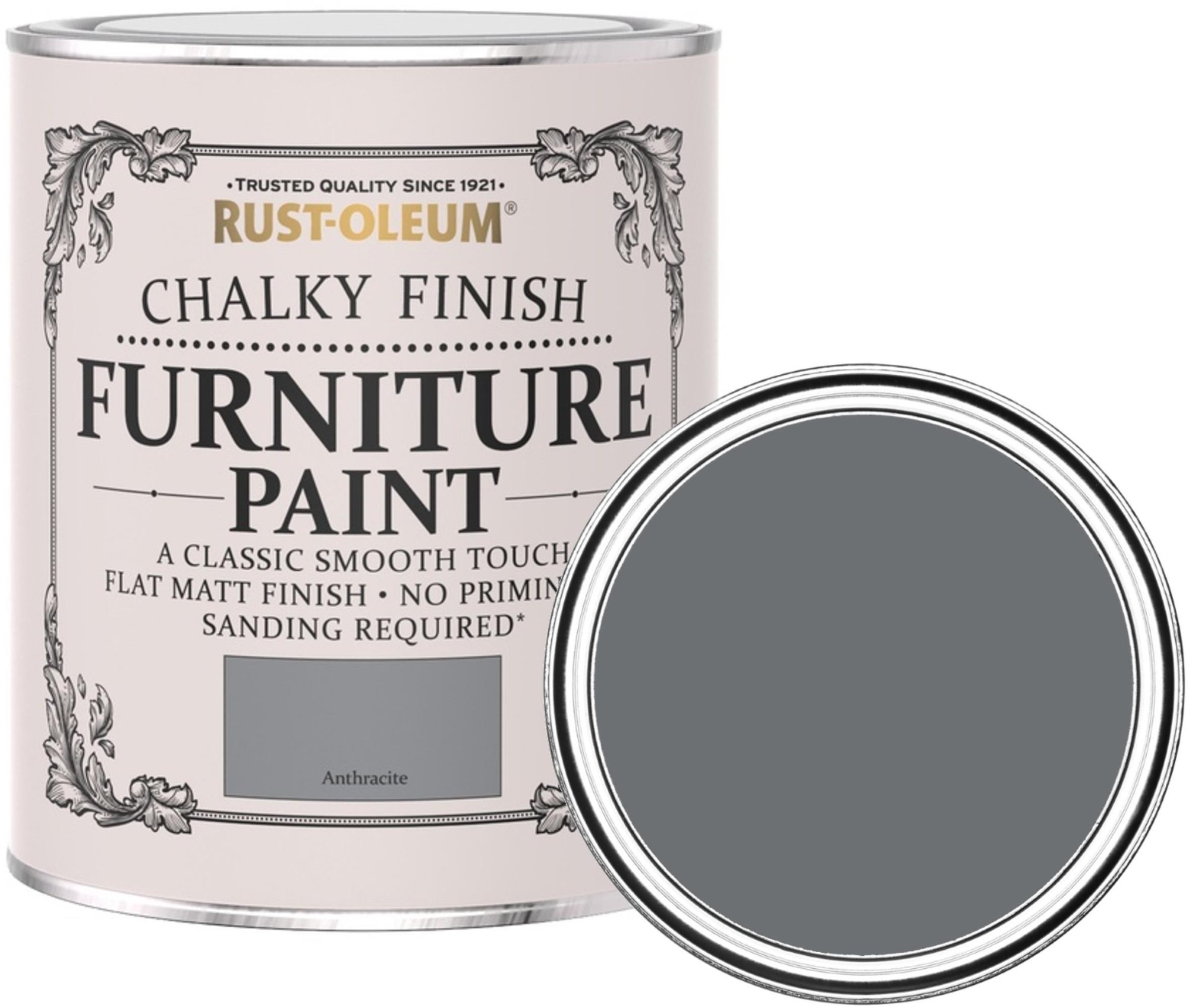 Rust-Oleum Kriedová matná farba na nábytok Chalky Finish Furniture Paint sivá, RO.14011.HU.0.75