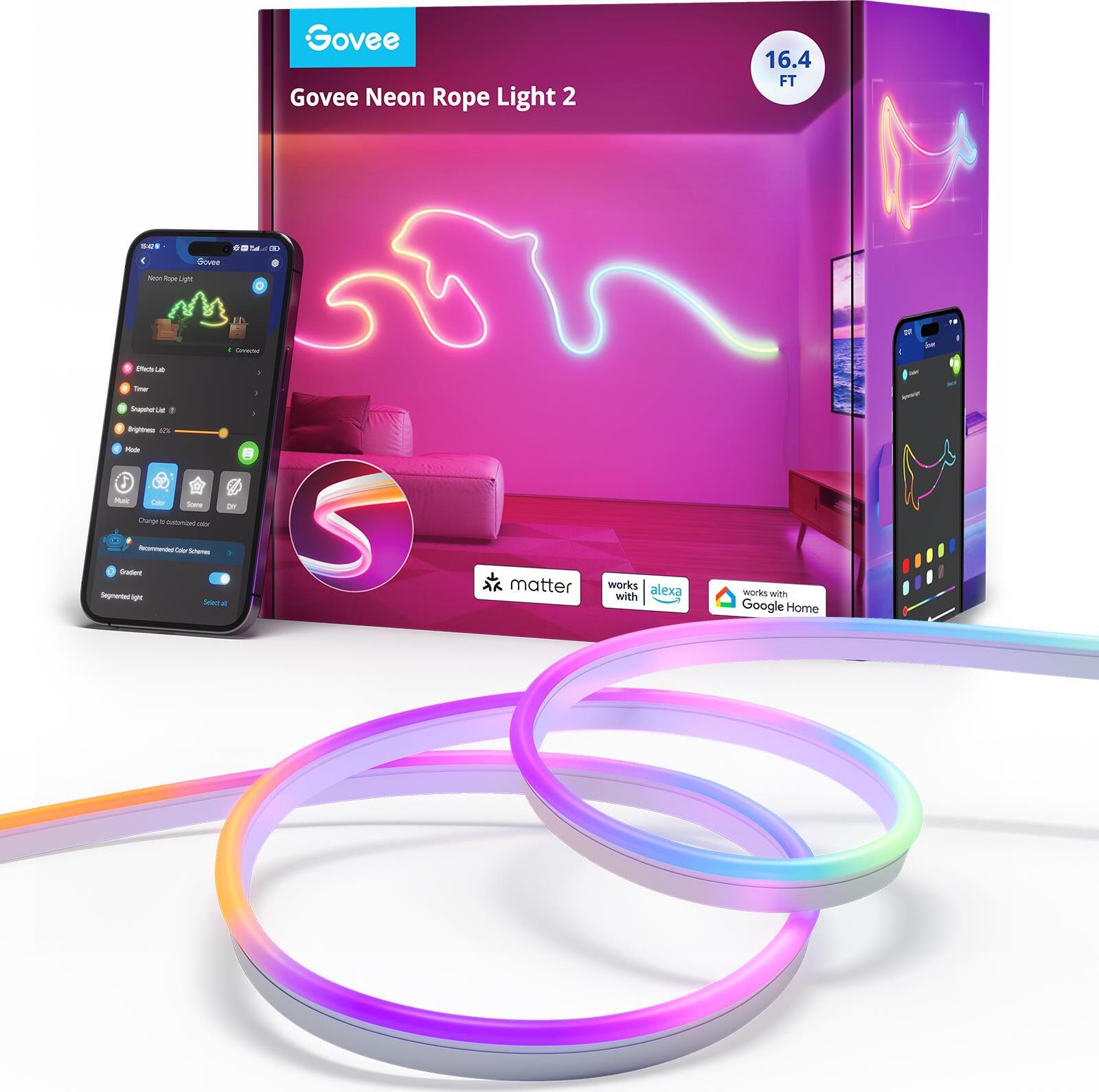 Govee Neon 2 Matter ohybný pásik, RGBIC, 5 m