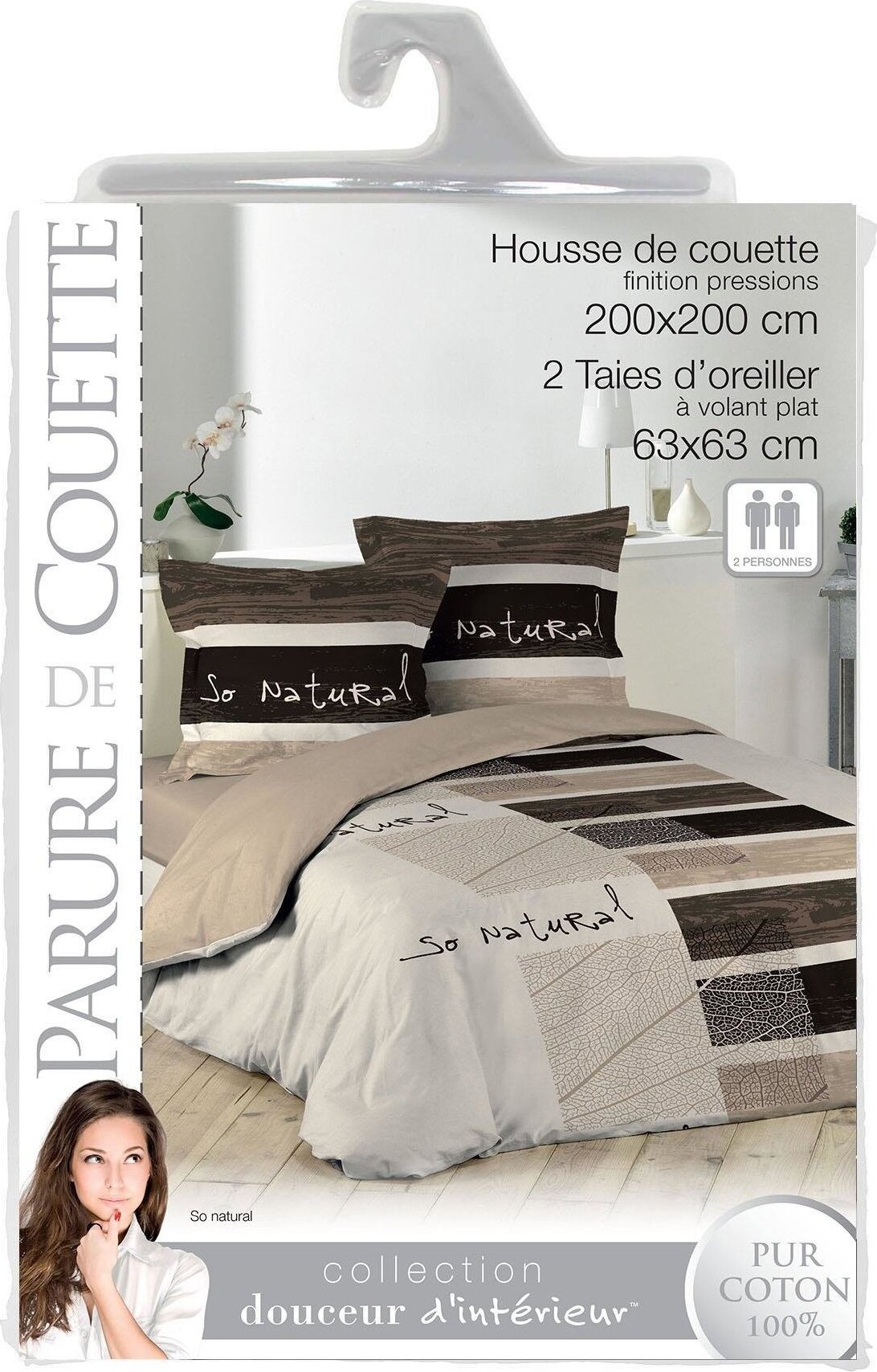 Douceur d'intérieur Bavlnené obliečky obojstranné 200 × 200 cm béžové