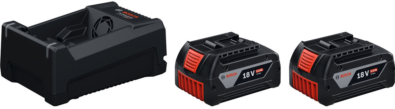 BOSCH Professional 2× akumulátor GBA 18 V, 5 Ah + nabíjačka GAL 12 V/18 V-80 1.600. A03. CH1