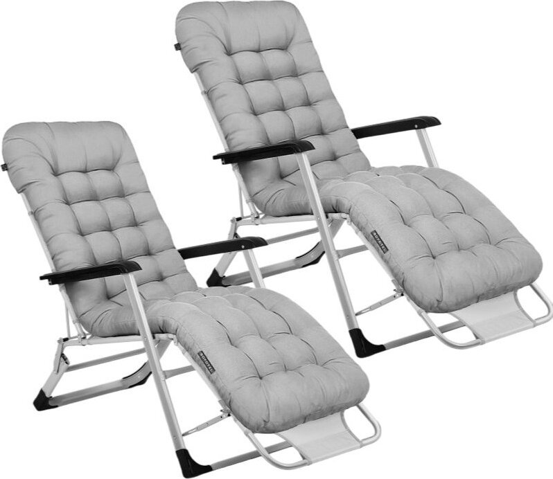 Sofotel 286401 Záhradné skladacie ležadlo s vankúšikom ChillWell, súprava 2 ks, sivé
