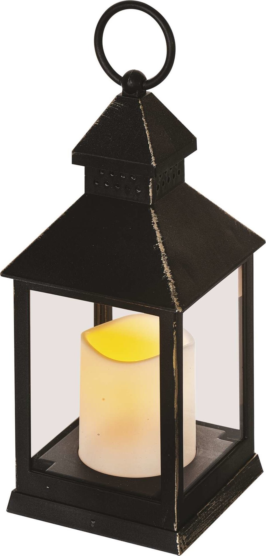 EMOS LED dekorácia – lampáš antik čierna blikajúca, 3× AAA, vnútorná, vintage, časovač