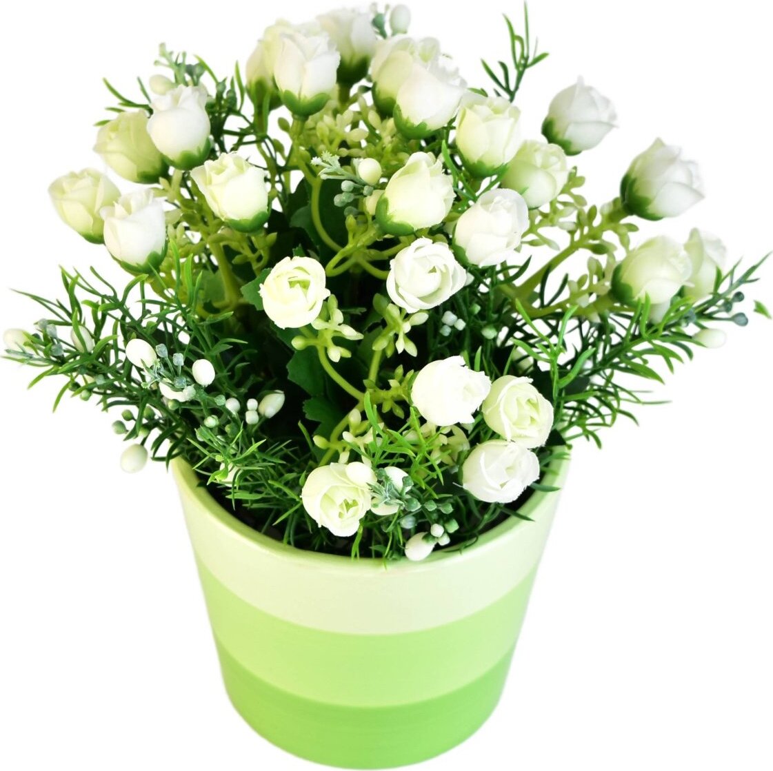 BerryHome Ružičky biele v keramickom kvetináči, priemer 23/24 cm