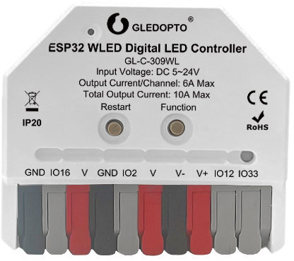GLEDOPTO GL-C-310WL – ESP32 WLED digitální LED mini ovladač