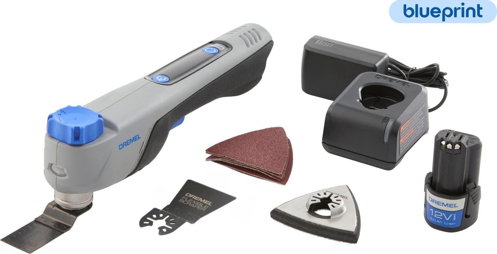 DREMEL Oscilačné náradie AKU Blueprint MM12V-S1, 9 ks príslušenstva F.013. CM1.2JA, 1 × 2 Ah