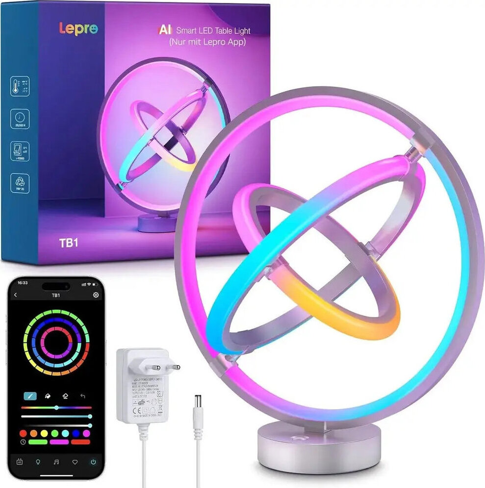 Lepro TB1 AI Smart Stolová Lampa RGBIC, WiFi a Bluetooth