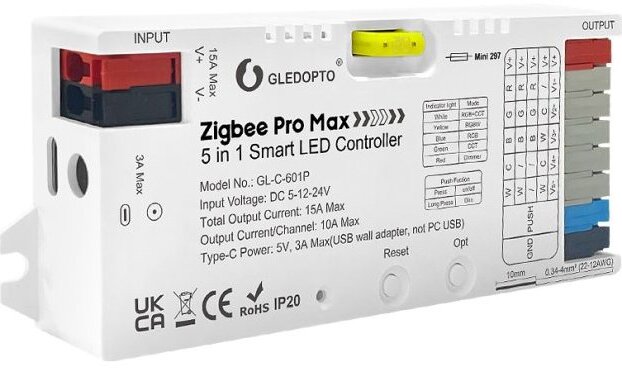 GLEDOPTO GL-C-601P Zigbee Pro Max 5v1 chytrý LED ovladač