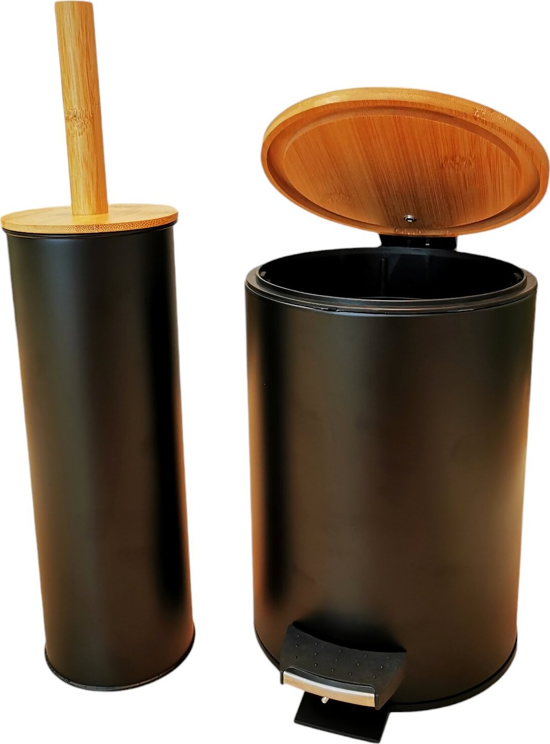 J.A.D.TOOLS Koš odpadkový Bamboo3 l černý + kartáč Soft Close