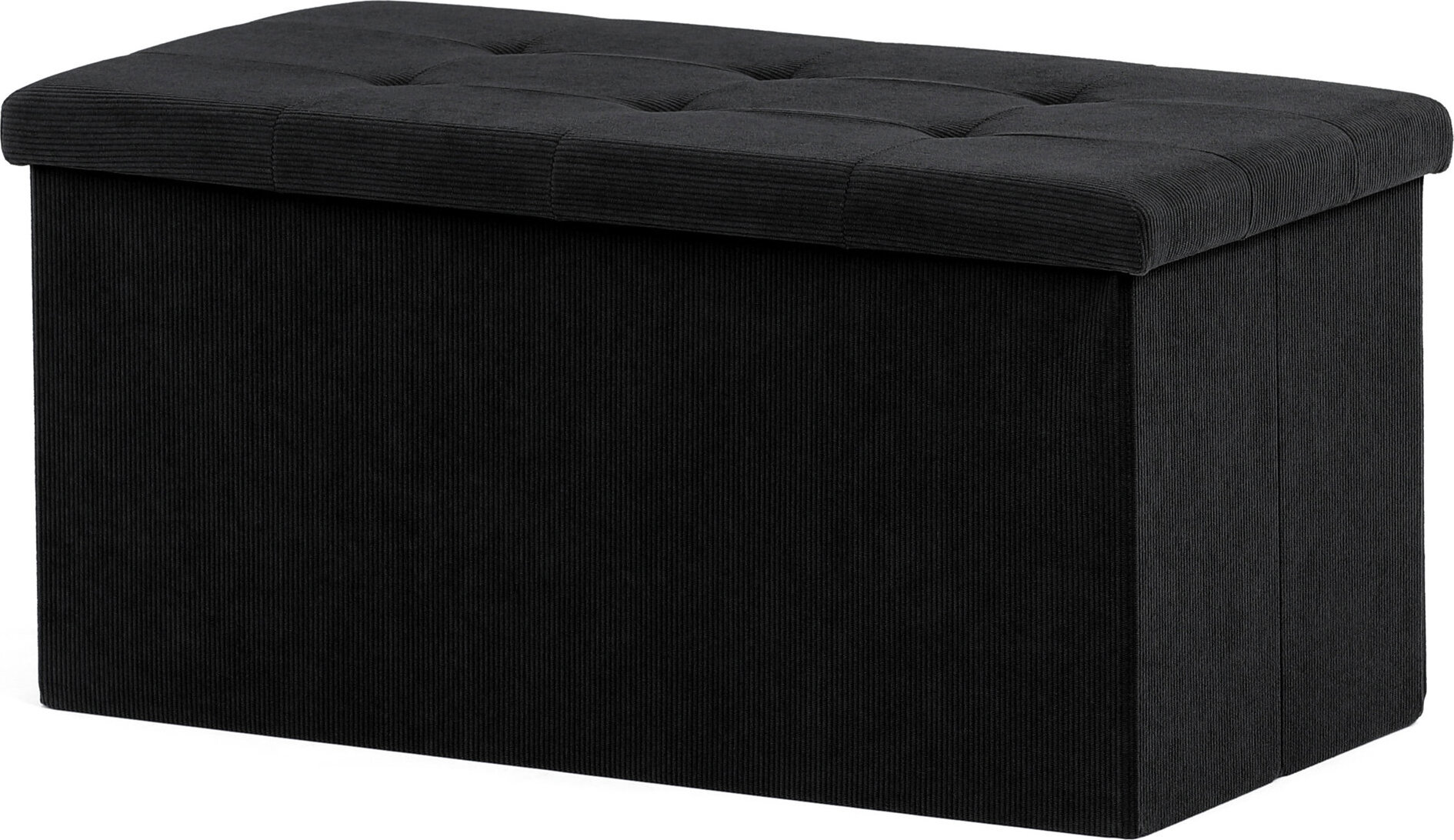 AUTRONIC Taburet s úložným priestorom, čierna menčestrová látka 37 × 77 × 38 cm