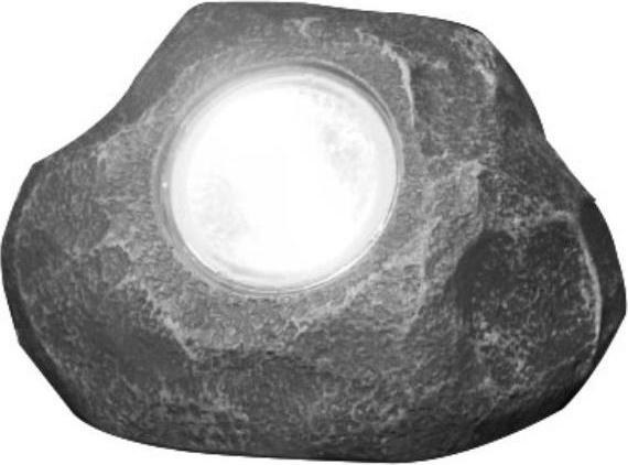 Entac Záhradná solárna lampa kameň, 13 × 9 cm, sivý, biele svetlo