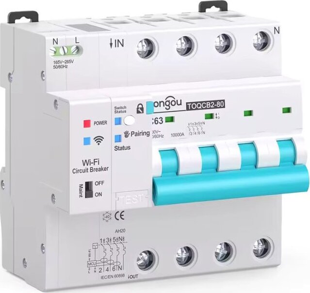 Changyou Technology Chayo TOQCB2-JZT-4C63 : 3P+N Tuya Zigbee istič 1 – 63 A