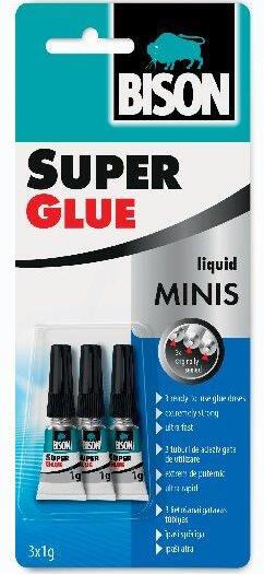 BISON Super Glue Minis 3× 1 g