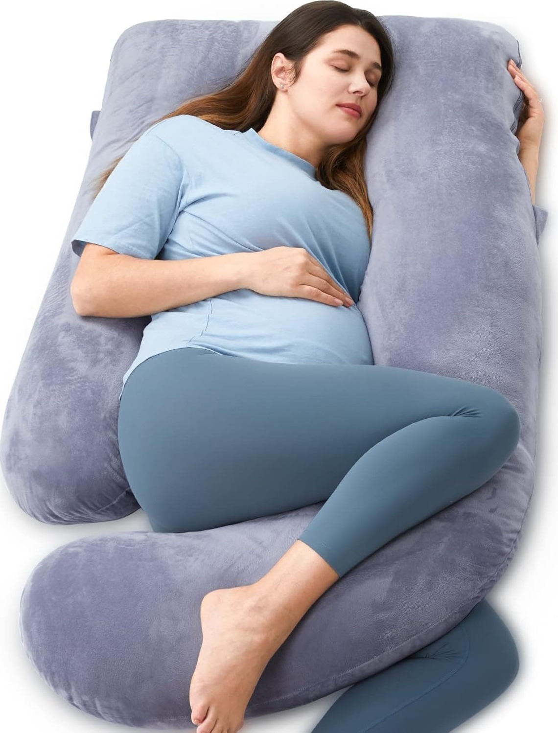 Momcozy U Shaped Pillow Velvet Dark Grey