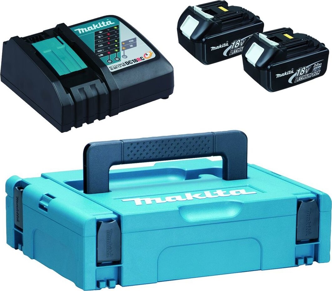 MAKITA – Súprava Li-ion LXT 18 V 2 × akumulátor 3,0 Ah BL1830B + nabíjačka DC18RC + Makpac