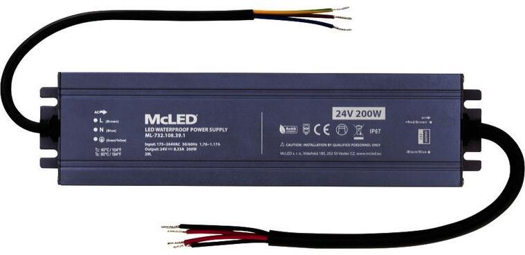 McLED Napájací zdroj longevity 200 W, DC24 V/8.33 A, IP67, hliníkový