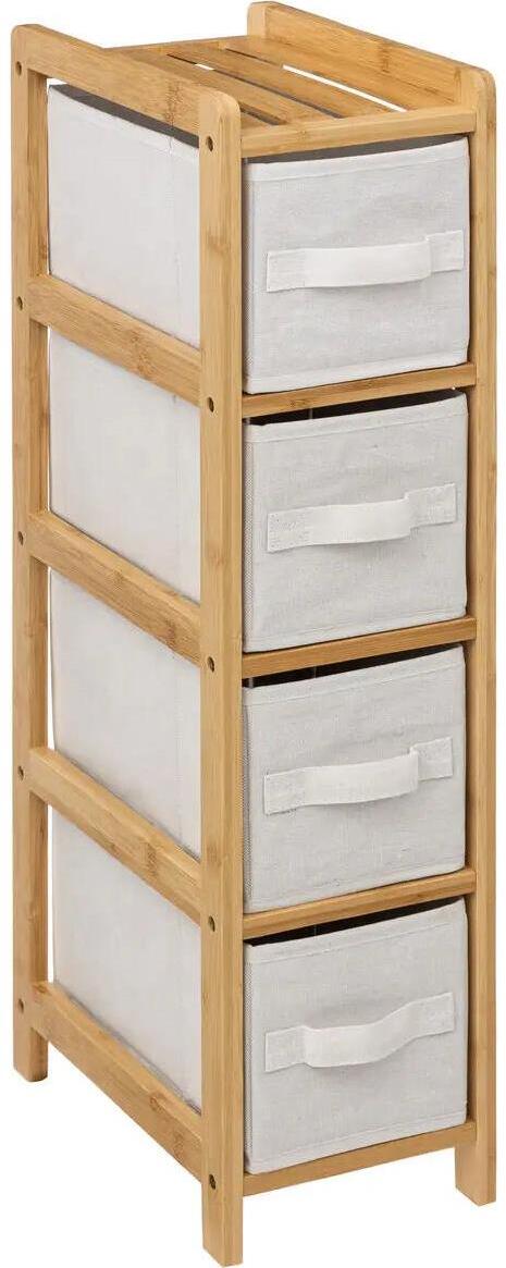 5five Simply Smart Bambusový regál Tidy so 4 textilnými košíkmi 78,5 cm