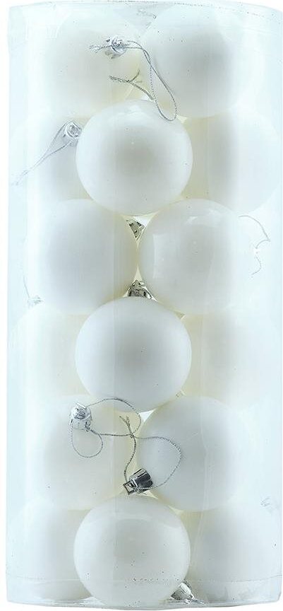 DECOLED Plastová guľa, priemer 6 cm, biela, 12× lesklá, 12× matná