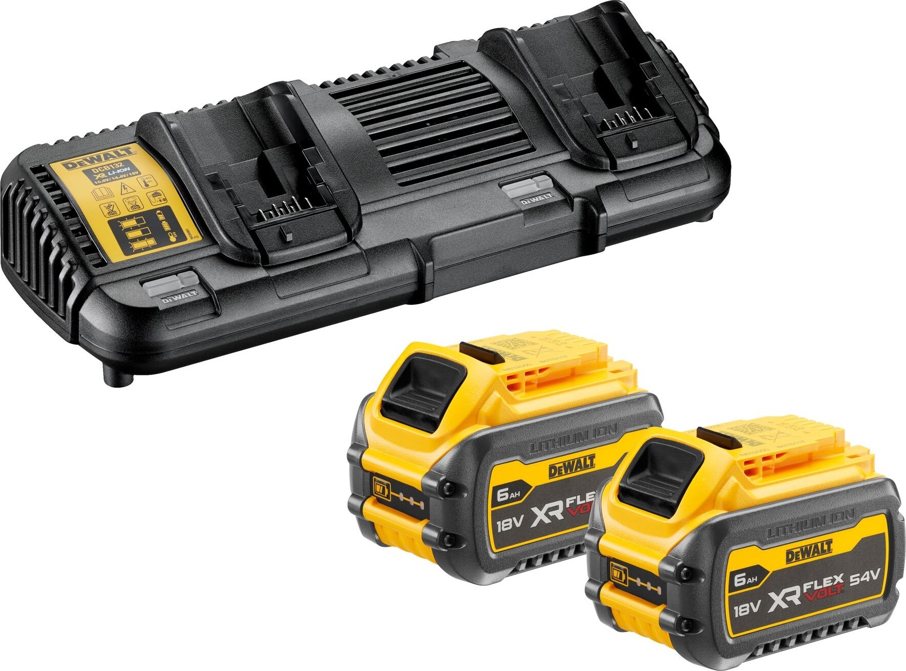 DEWALT XR FLEXVOLT dvojitá nabíjačka + 2× akumulátor 6 Ah
