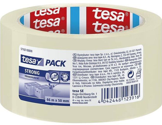 tesa STRONG, PP, akrylát, nehlučná, priehľadná, 66 m: 50 mm