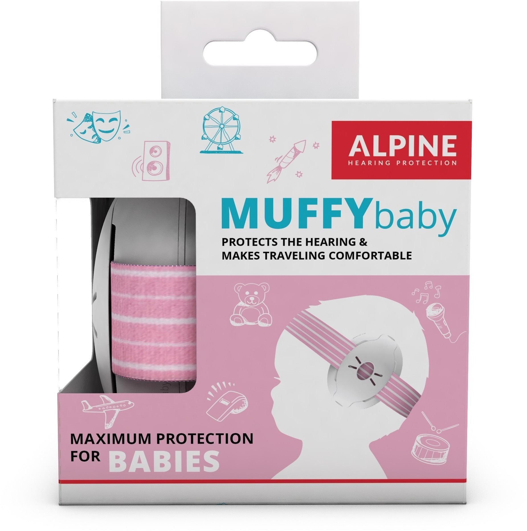 ALPINE Muffy Baby Detské izolačné slúchadlá – ružové