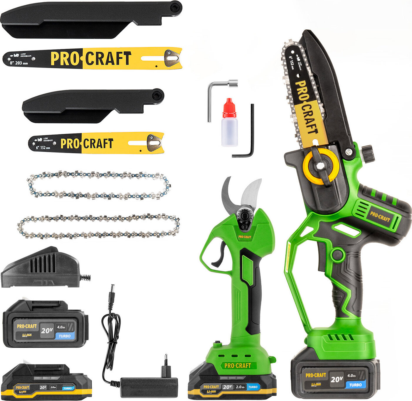 PROCRAFT Sada aku ručná pílka PKA32Li a nožnice na konáre ES25Li (1 × 4 Ah + 1 × 2 Ah)