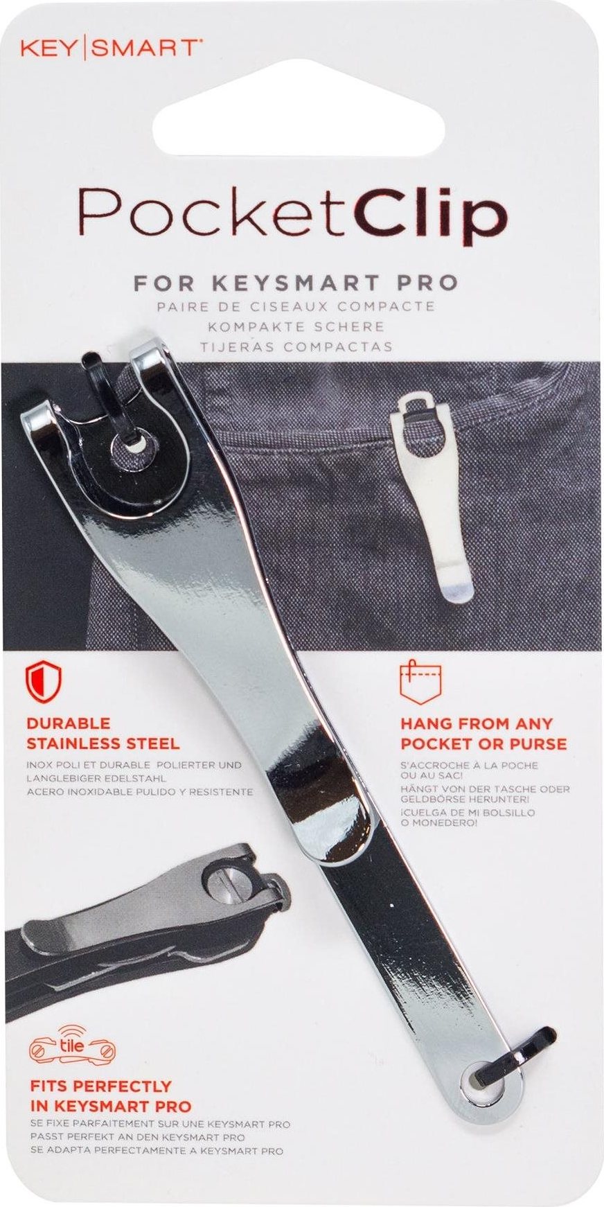 KeySmart Pocket Clip – strieborný