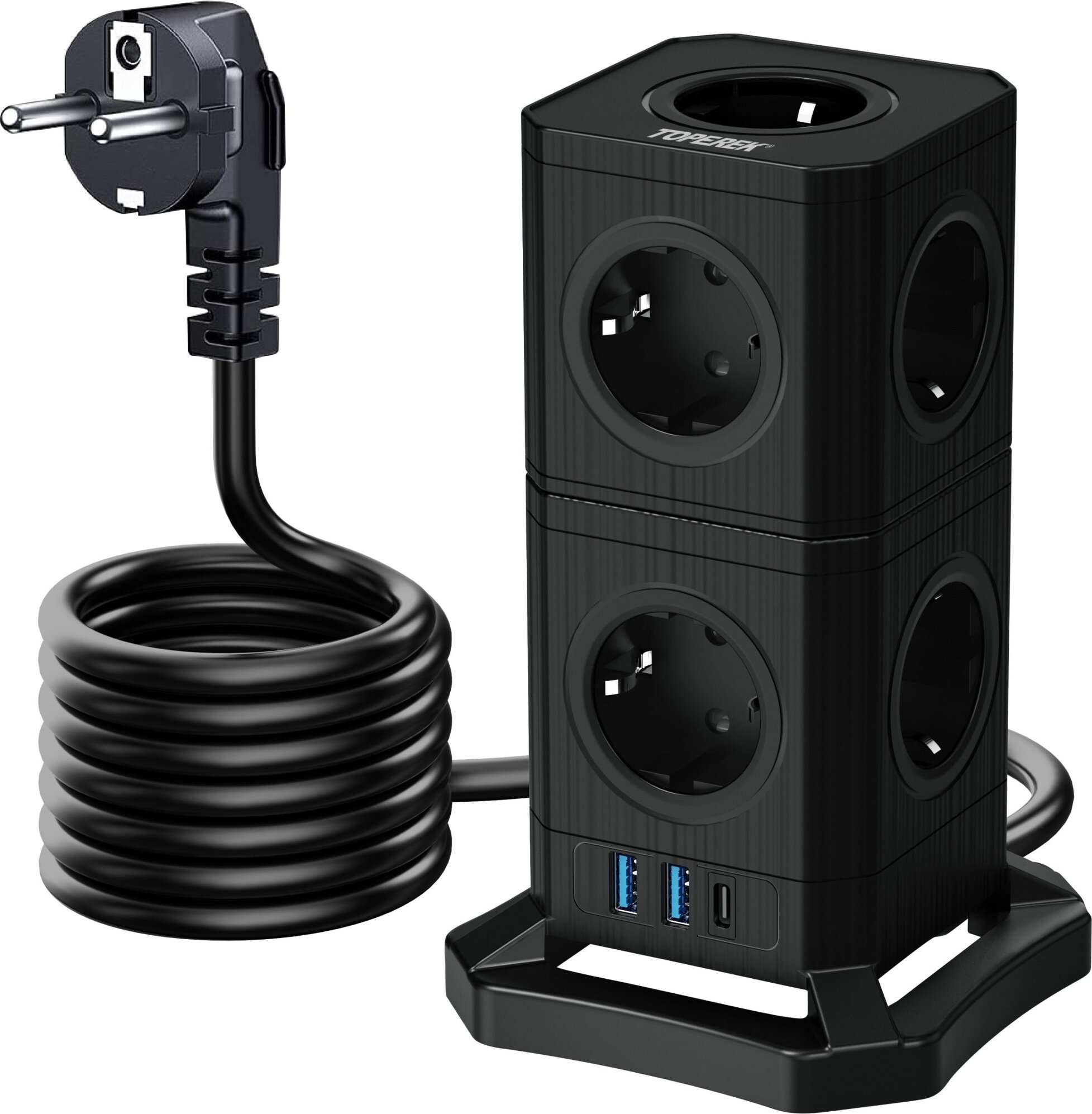 TOPREK USB Vertical Power Strip TP-VE3U9E