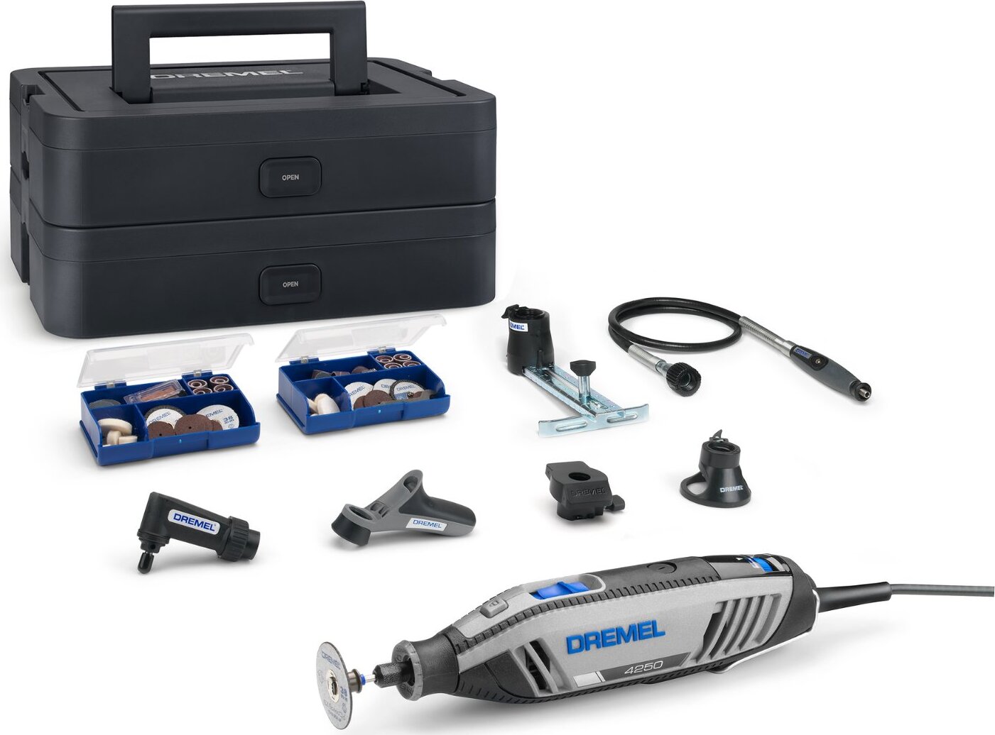 DREMEL Priama brúska elektrická 4250, 128 ks príslušenstva, 6 nadstavcov, kufor F.013.425.0JS