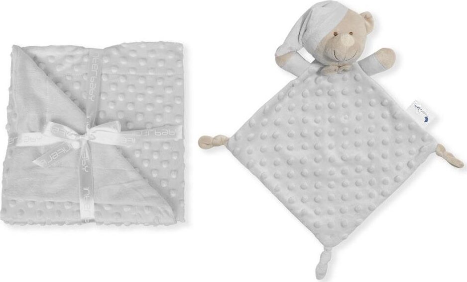 INTERBABY deka mäkká guľôčka prítulná, sivá