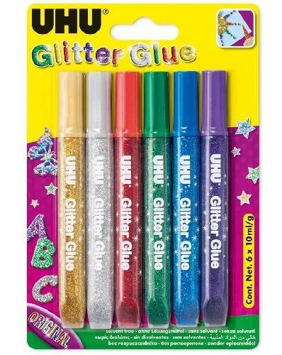 UHU Glitter Glue 6 × 10 ml Original